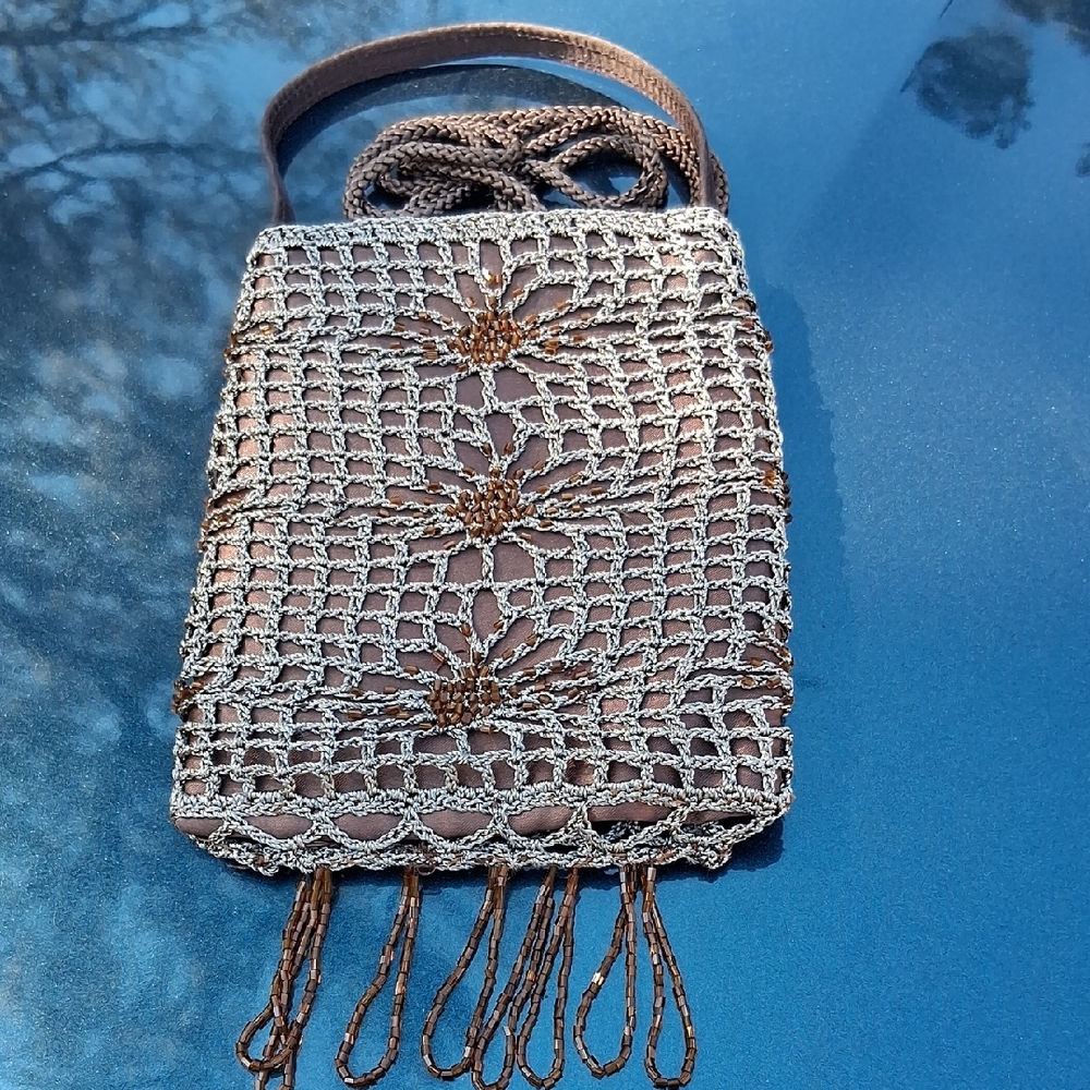 Chic Brown Crochet Crossbody Bag